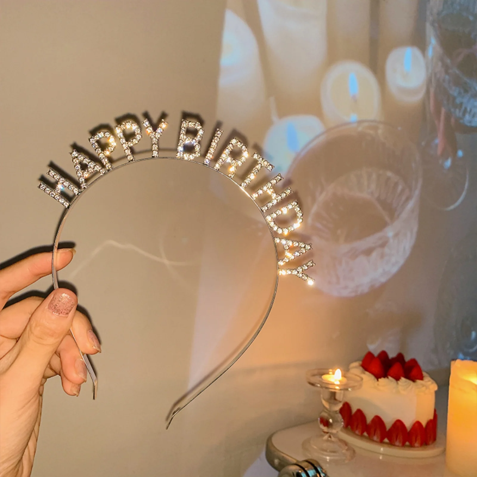 

1PC　Crystal "Happy Birthday" Headband, Glittering Birthday Hair Accessory, Ideal for Adding Glam to Birthday Parties