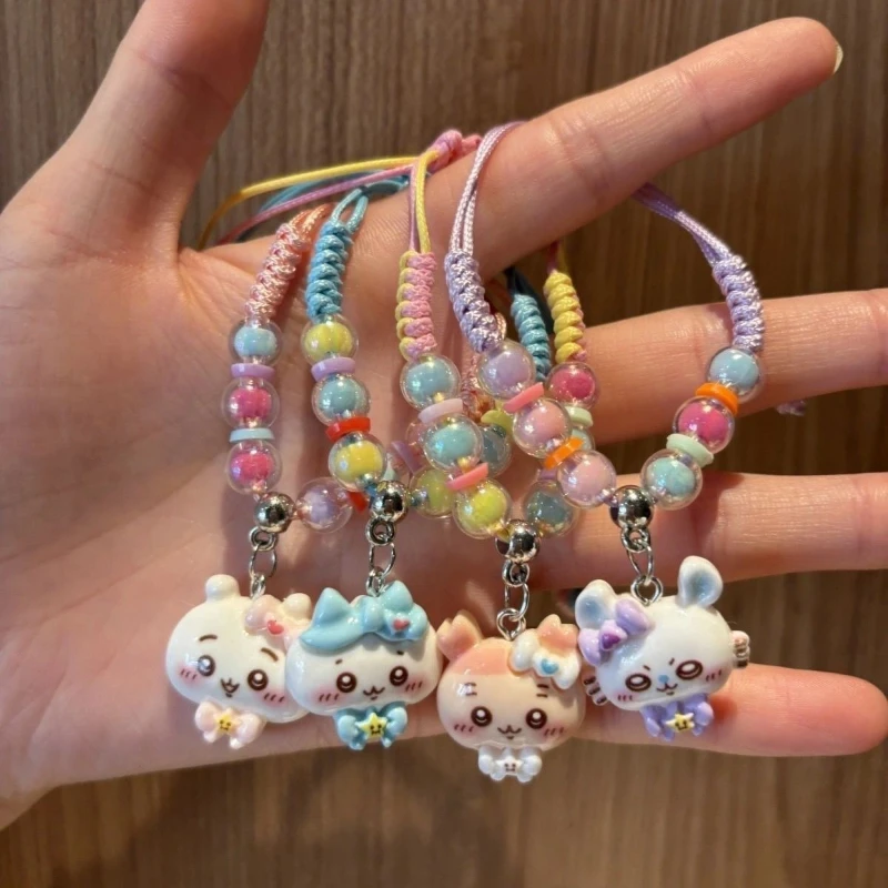 Anime Cartoon Kawaii Chiikawa Braided Bracelet Cotton and Linen Ceramic Telescopic Best Friend Couple Decoration Easy To Store