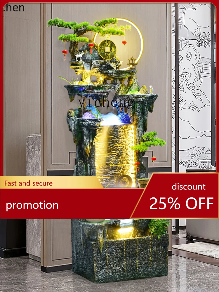 

YFY New Chinese Style Flowing Water Fish Tank Decoration Water Curtain Wall Living Room Rockery Fountain Office