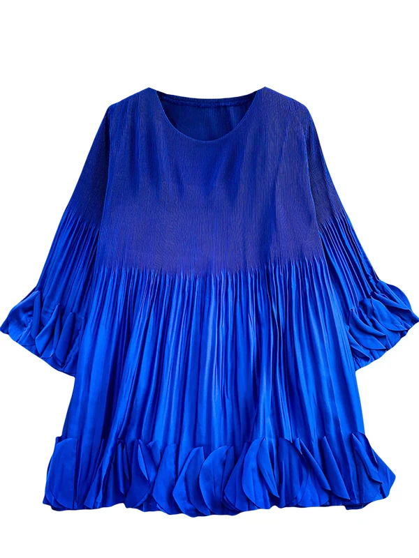   المرأة طويلة Sve irt فضفاضة تناسب مطوي تصميم Faionable Commute Sle جولة Ne ملابس غير رسمية النسخة الكورية