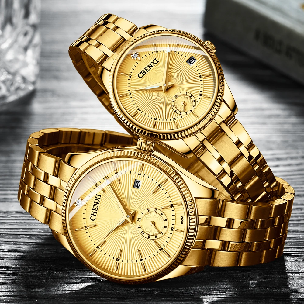 CHENXI Fashion Brand Watches Women Men Quartz Watch Luxury Golden lovers\' Wristwatches Creative Clock Watches relojes hombre