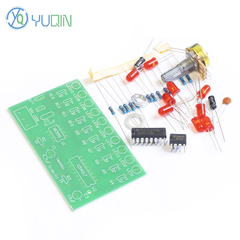 DIY 10-Way LED Kit NE555 + CD4017 - DIY Soldering Project, Electronic Teaching Tool, Soldering Practice for Beginners