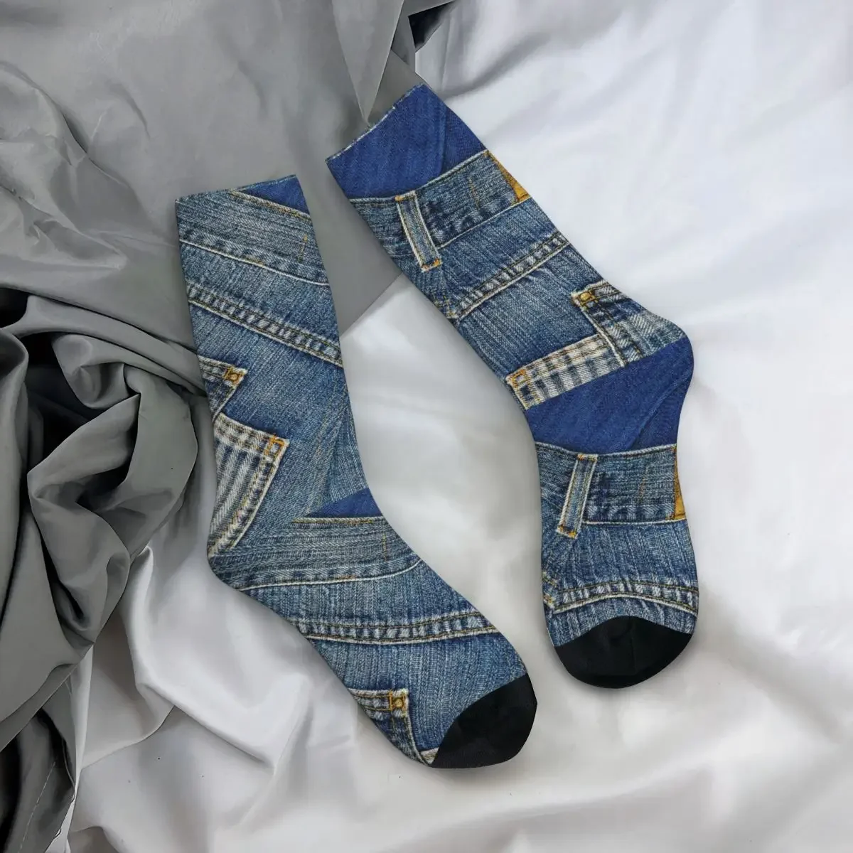 

Всесезонные носки под брюки I Love Bluejeans, джинсовые модные длинные носки для мужчин и женщин, подарки на День святого Валентина