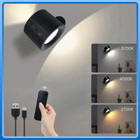 Double Head Magnetic LED Wall Lamp Rechargeable 360° Rotation Wireless Remote Control Spotlight For Bedroom Living Room Decor