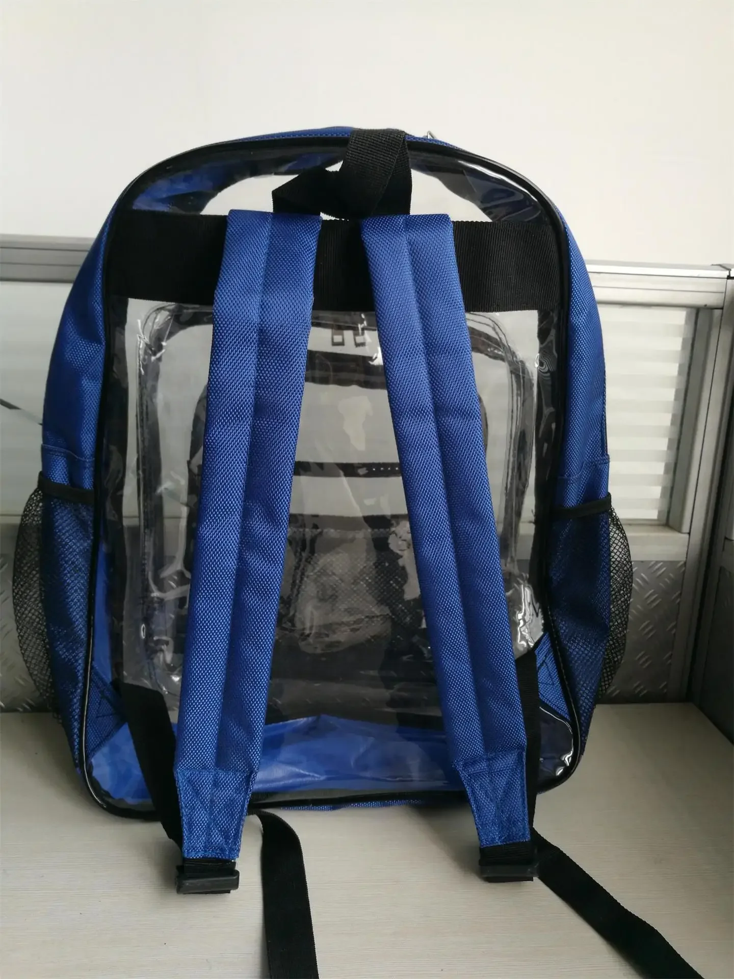 Durable40*35*15 Anti-static 50SPVC Transparent Sapphire Blue Bottom Three-layer Mesh Bag Backpack Dust-free Backpack
