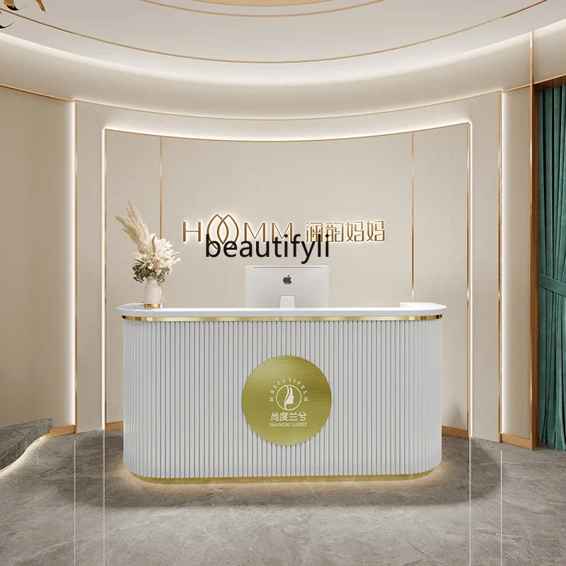 Light luxury stainless steel store Small checkout page Clothing store Nail shop Beauty salon Barber shop Simple front desk Bar