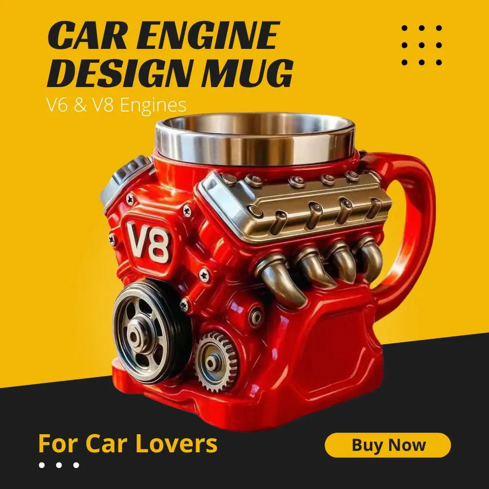 V6 V8 Motor Kaffeetasse Einzigartiges Design Tasse für Männer Mechaniker Kaffeetasse für Autoliebhaber Geschenkbecher für Mechaniker & Enthusiasten 200ml