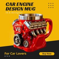 V8 Engine Coffee Mug, Unique Design Mug for Men, Mechanic Coffee Mug for Car Lovers Gifts Coffee Cup for Mechanics & Enthusiasts