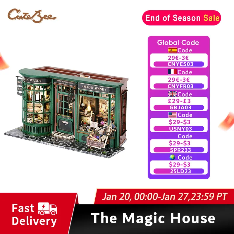 CUTEBEE Magic House Model Wooden Puzzle Miniature Dollhouse Kits with Furniture Lights Doll Houses Toy for Adults Birthday Gifts