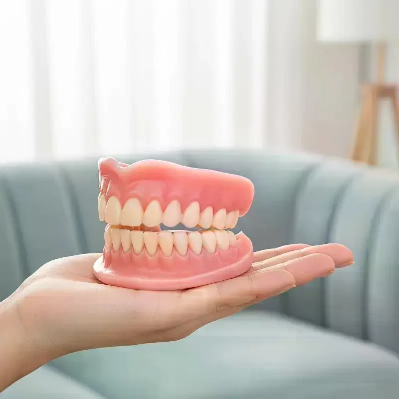 1 Set Moldable Silicone Denture Kit Upper & Lower Natural Ivory False Teeth Sets
