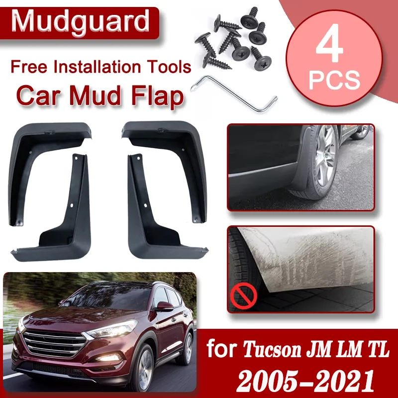 

Car Front Rear Mudguards For Hyundai ix35 Tucson JM LM TL MK1 MK2 MK3 2005-2021 4PCS Cars Accessories Luxury Fenders Mudguards