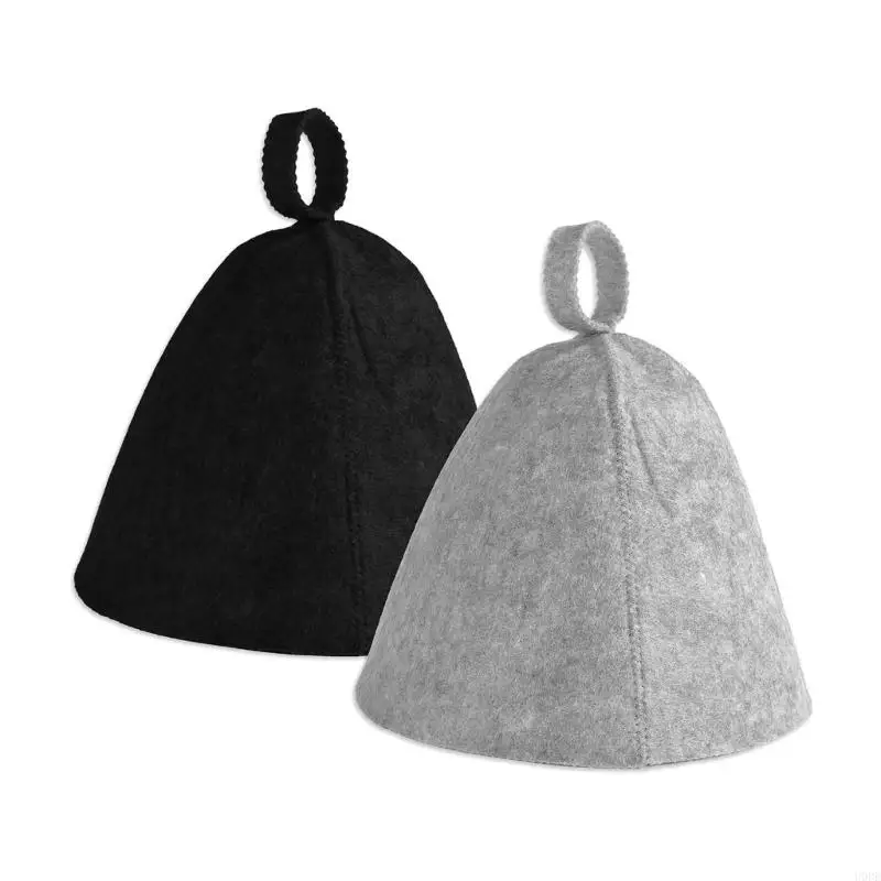 U0DE 2PCS หมวกซาวน่าหมวกขนแกะผ้าขนสัตว์สปาหมวกสวมหมวกทนอุณหภูมิสูงหมวกทนอุณหภูมิสูงเหมาะสำหรับห้องน้ำไอน้ำและฝักบัว