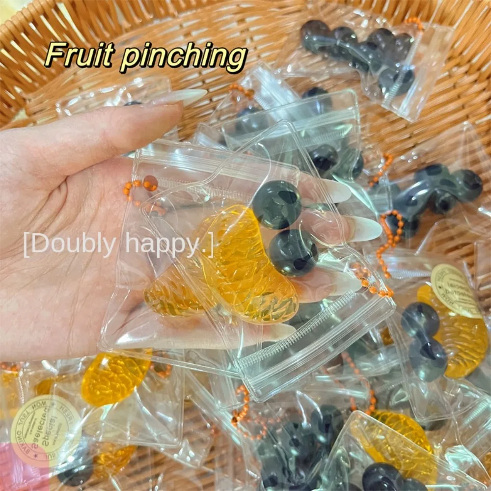 Durable Blueberry Tangerine Fruit Squeezing Toy TPR Sticky Decompressing Toy Mango Banana Stress Relief Fidget Toys