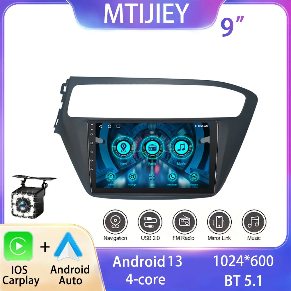 

WIFI Car Radio Android 13 Wireless Carplay Multimedia Stereo Player GPS Navigation Autoradio For Hyundai I20 2017 2018 2019 2020