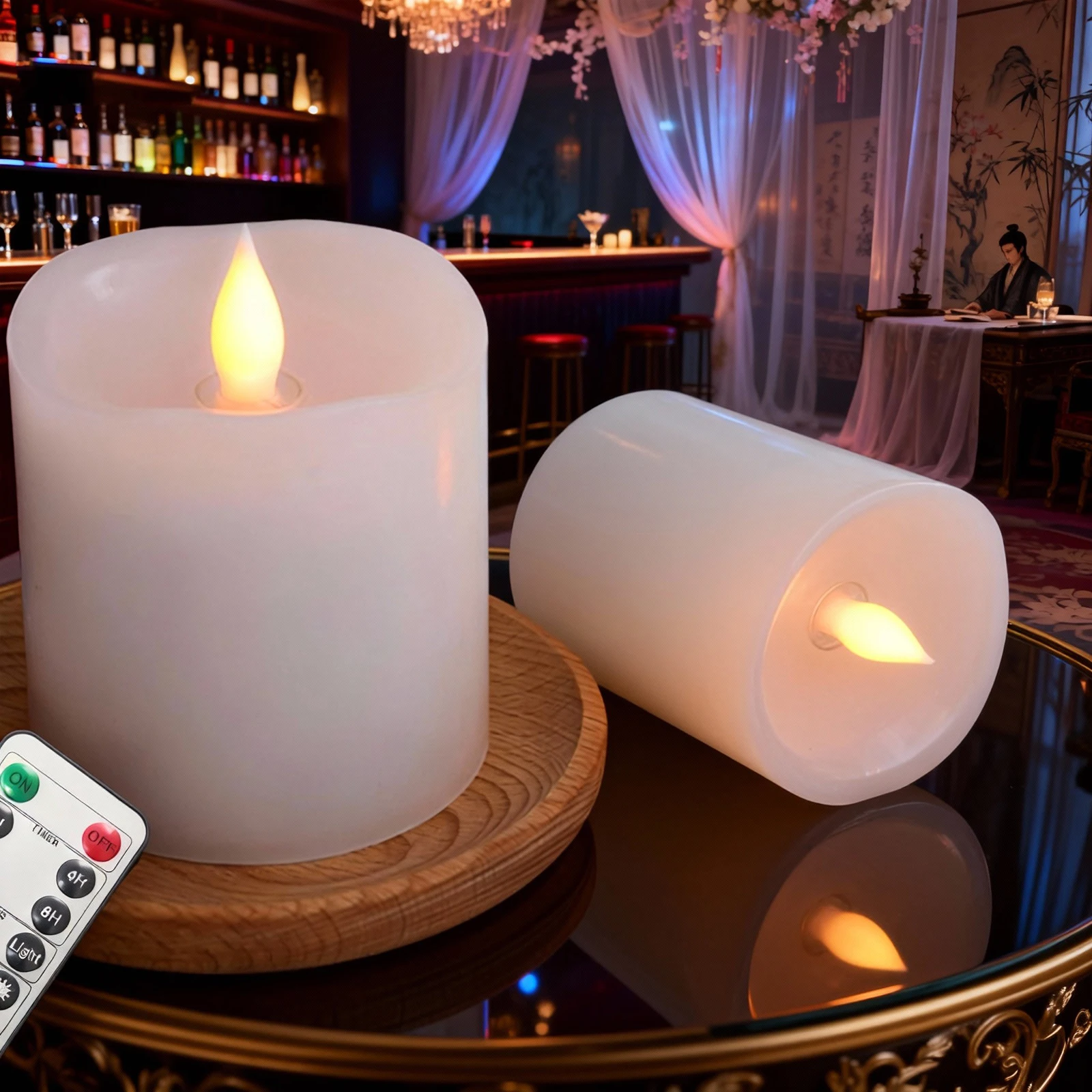 

1 шт. мерцающие беспламенные свечи, светодиодные свечи на батарейках, беспламенные свечи, подходящие для свадебного украшения праздников 3x3 дюйма