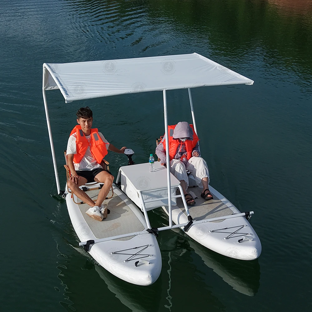 

High Electric Engine Folding Inflatable PVC Paddle Board Catamaran Night Fishing Stable Rigid Boat Water Sports