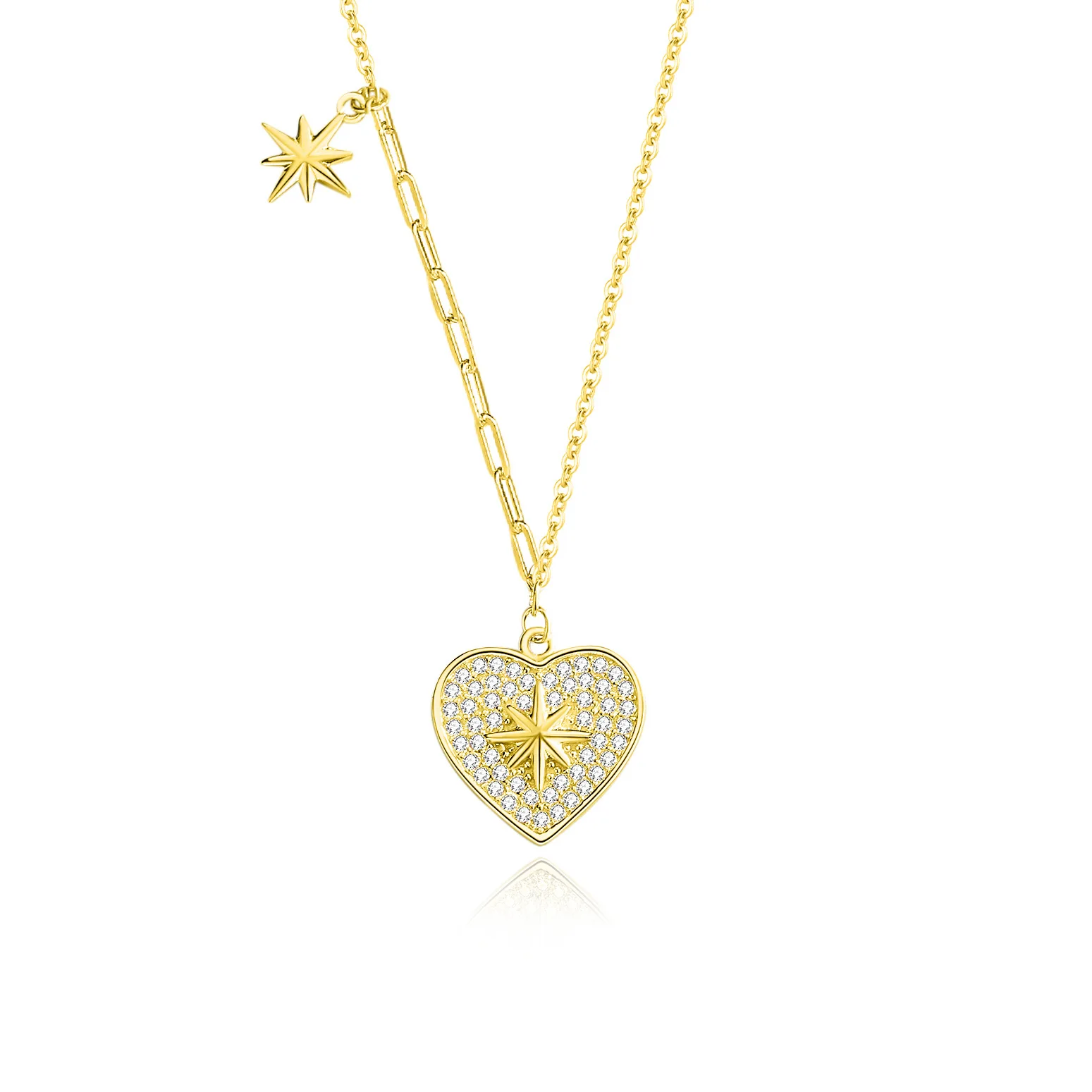

Wholesale S925 Silver Eight-Awn Star Necklace for Women Trendy Luxury Clavicle Chain with Full Diamond Zircon Original Design