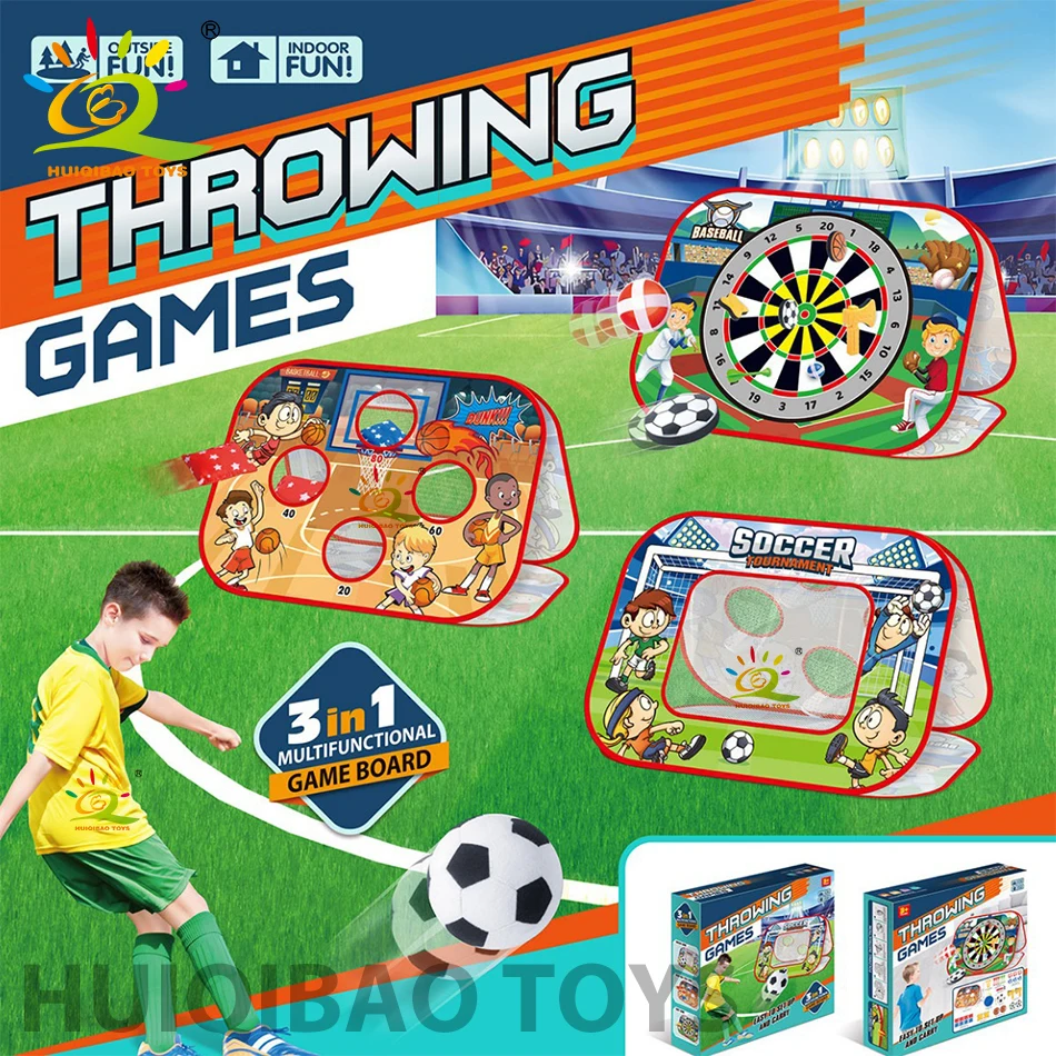 HUIQIBAO Outdoors Party 3IN1 Football Game Rack Big Target Throwing Darts Safe Tossing Throwing Bags Games Toys for Children