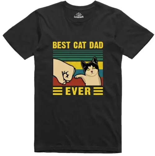 Best Cat Dad Funny Mens T Shirt Regular Fit Cotton Tee