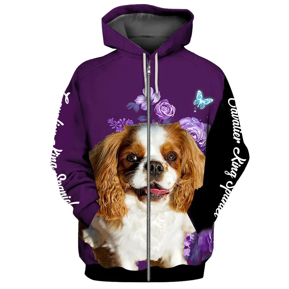 HX Fashion Animals Zip Hoodies Yorkshire Terrier Make Life Whole Hoodies Dogs Floral Graphic Tops Harajuku Sportswear