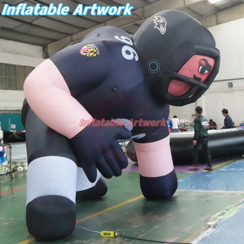 Publicidad integrada personalizada, jugador de fútbol americano inflable gigante para juguetes de decoración deportiva