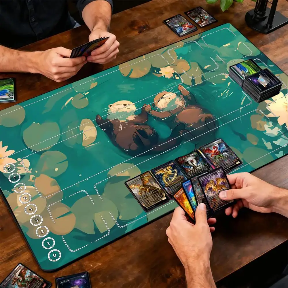 

Коврик для мыши с зеленым узором и подставкой для запястья, игровой коврик для стола для MTG TCG, нескользящий коврик для стола, игровые коврики для мыши, игровой коврик