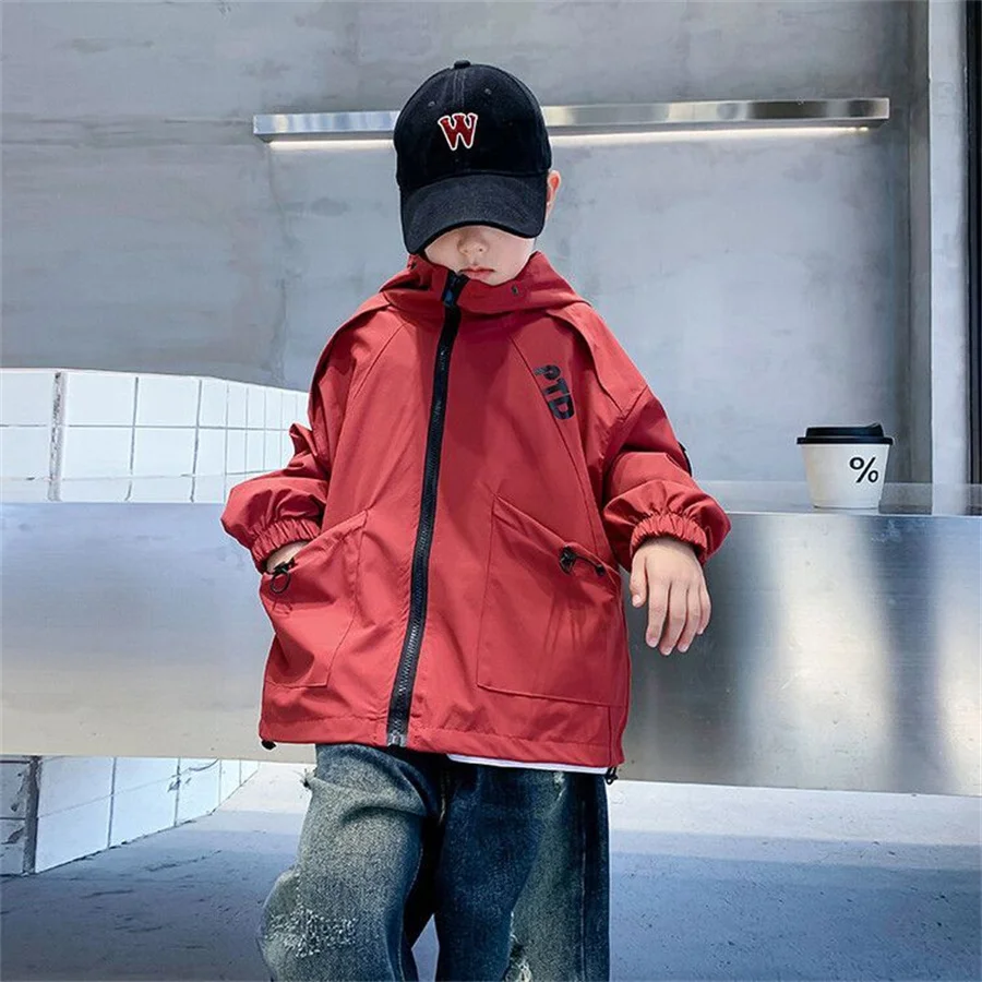 Boys Fashion Outdoor Jacket Waterproof Jackets For Kids spring Clothes Autumn Boy\'s Windbreaker Hooded Coat