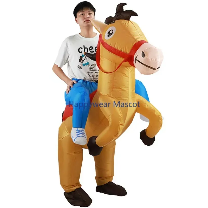 Handsome Riding Horse Inflatable Costume Halloween Party Costume Funny Animal Ride Walking Jazz Horse Suit Inflatable Garment