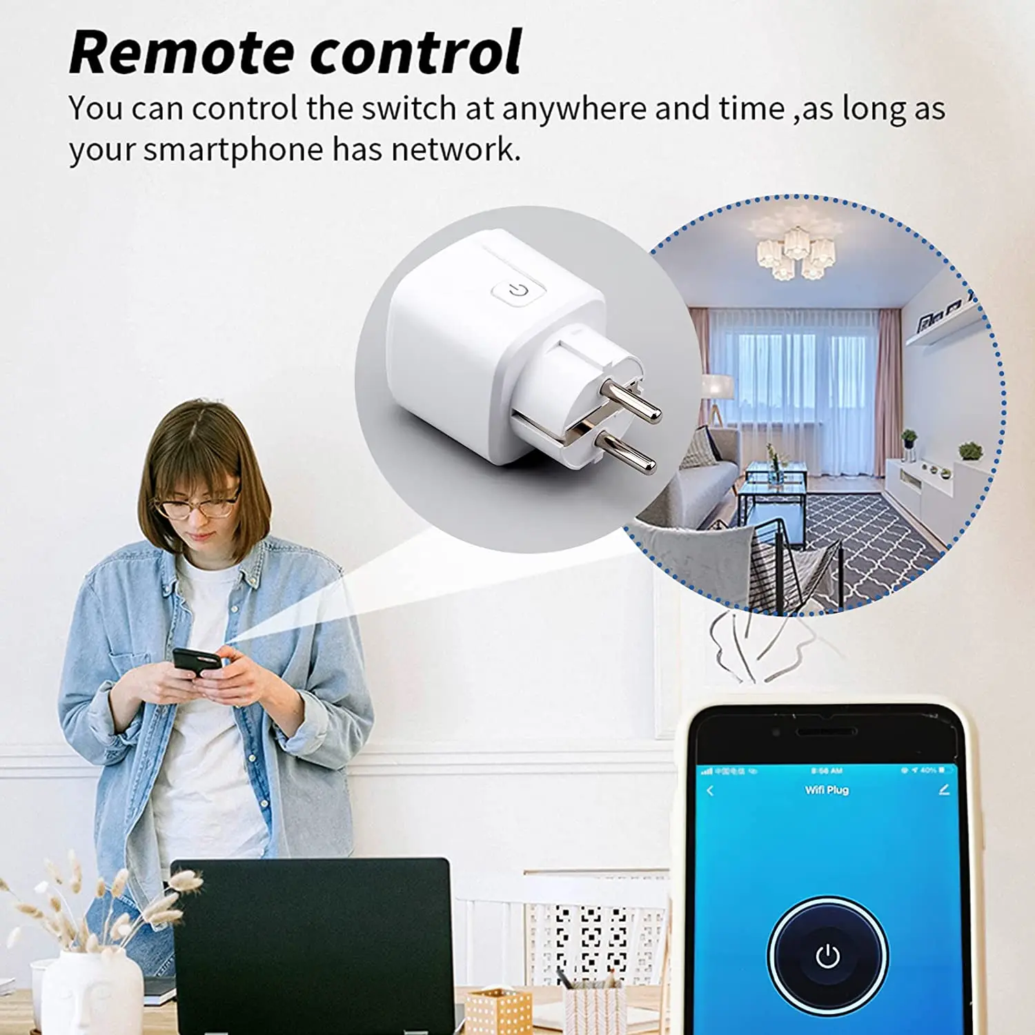 Tuya 16A,20A Smart Plug WiFi Socket EU Power Monitoring Timing Function Works with Alexa, Google Home, Smart Life Home, Alice image 5