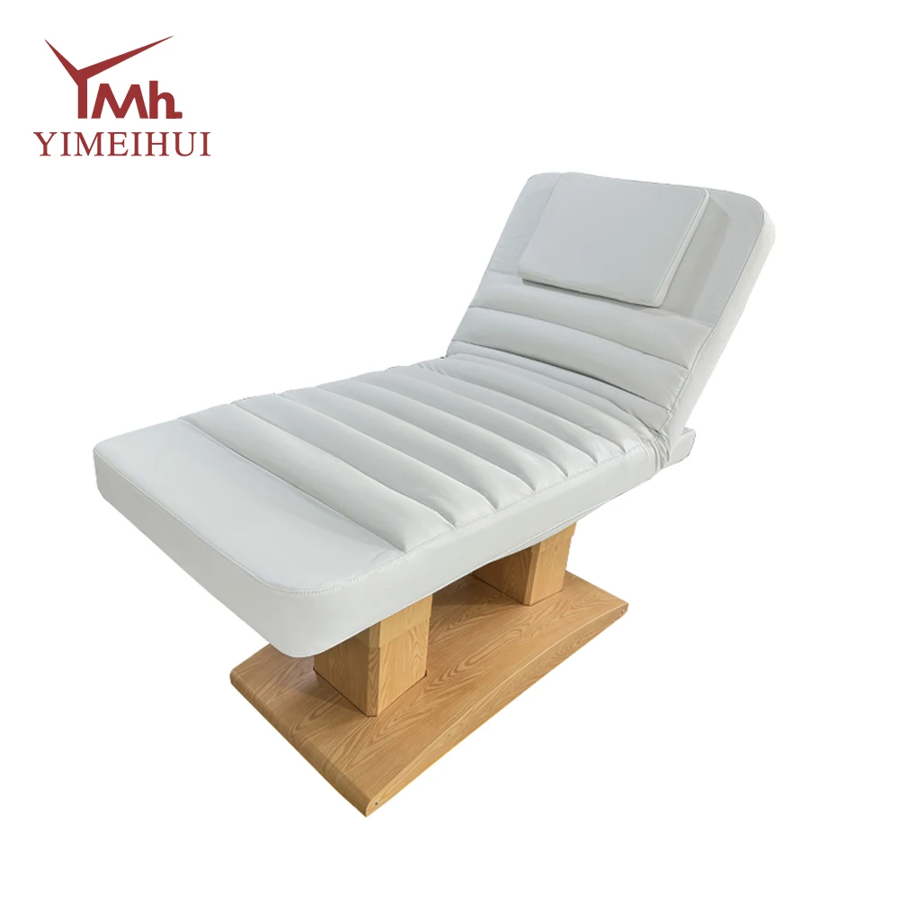 White Wooden Base Soft Material Electric Full Body Facial Tatto Treatment Beauty Salon Spa Massage Table Beds