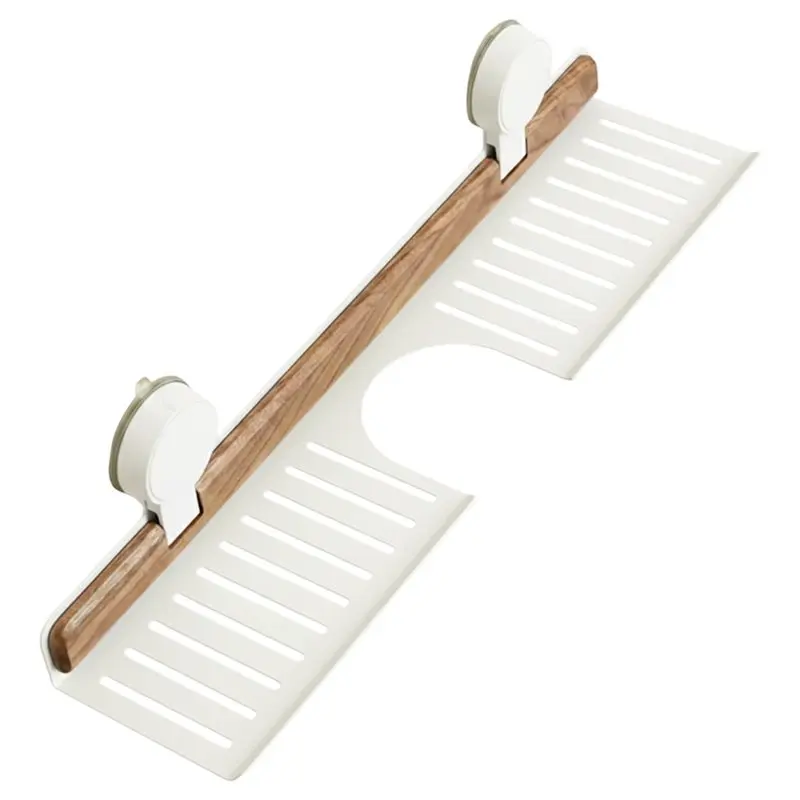 

【CHRISTMAS 】Wall-Mounted No-Punch Storage Shelf Over Faucet Sink Rack Organizer Shelf 1PCS Bathroom Suction Cup Sink Shelf B