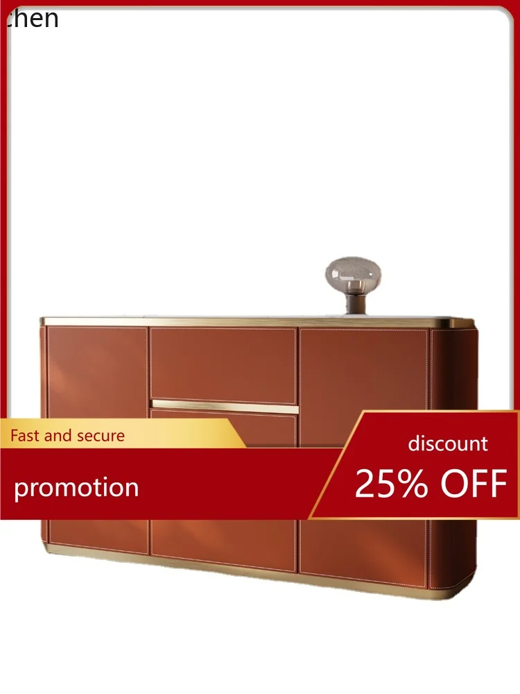 

YFY Sideboard Cabinet Living Room Internet Celebrity Wall High Cabinet Home Saddle Leather Light Luxury Stone Plate