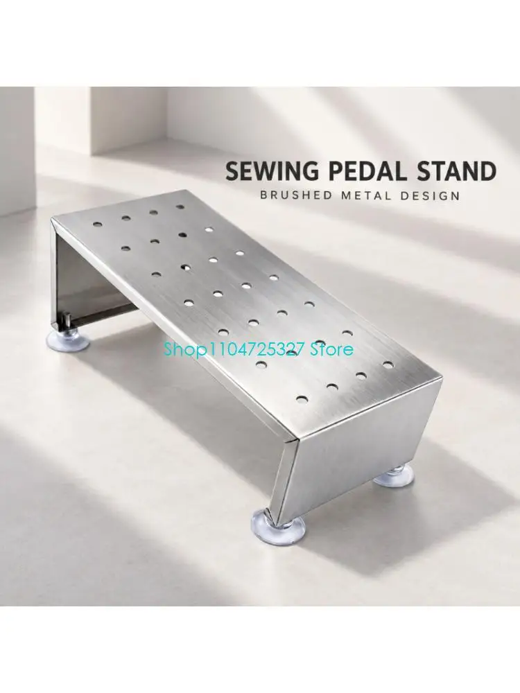 D8KF Sewing Machine Footrest with Sloped Perforated Metal Platform, Freestanding No-Install Foot Support for Craft Tables
