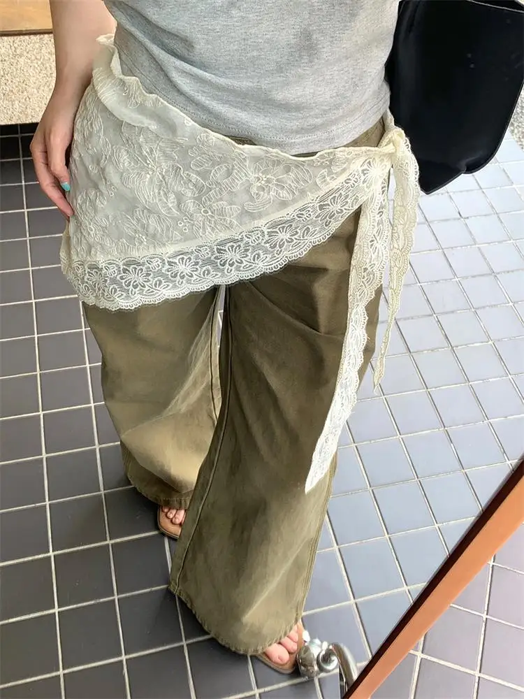 

Балетный пояс с кружевной отделкой и шарфом, женский пояс для юбки с высокой талией, корейская версия, повседневная одежда с вышивкой