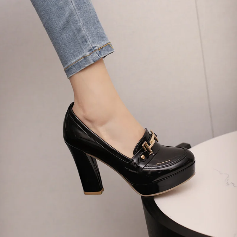 Chunky Heel Pumps Basic Women Shoes  Square Heel Round Toe Wedding Shoes Party Dancing Ladies Dress Shoes Platform Bowtie Knot