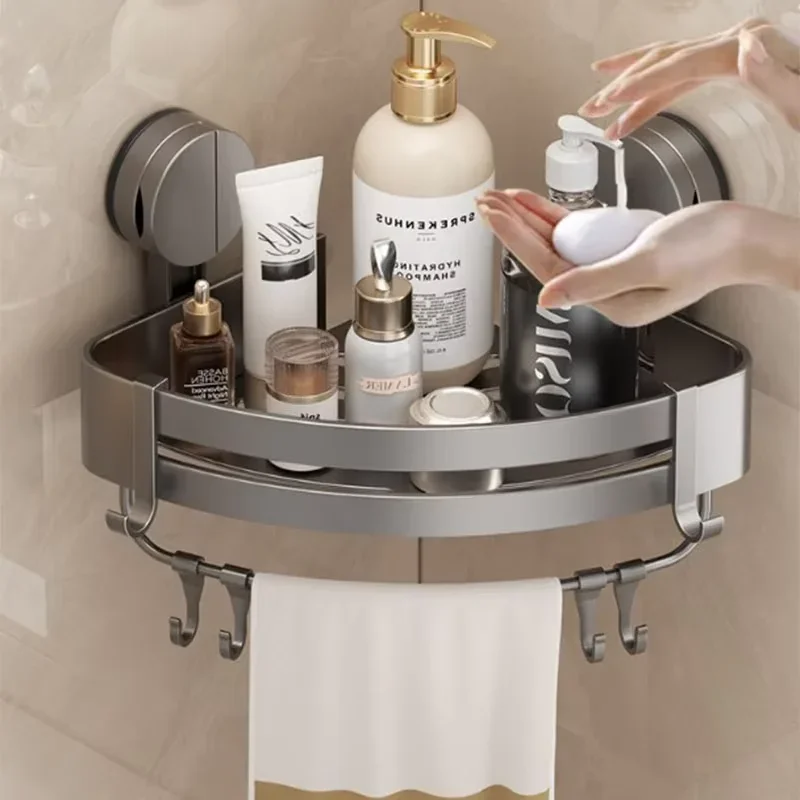 

Bathroom Suction Cup Type Storage Rack Without Punching Tripod Rack Toilet Wall Corner Wall Hanging Storage Shelf