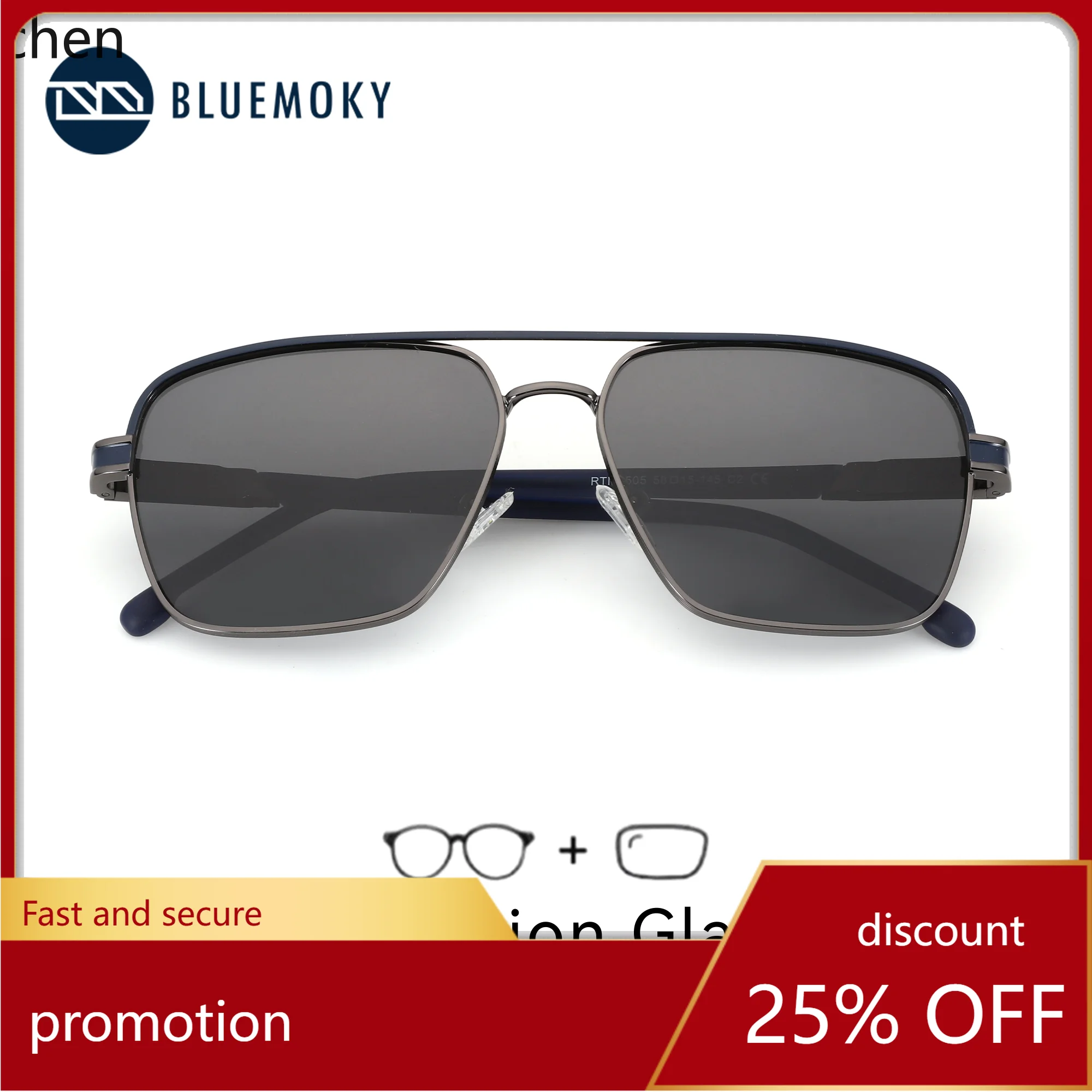 

YFY Men's Metal Polarized Progressive Optical Sunglasses for Myopia