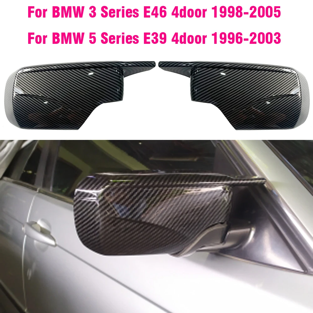 

Carbon Fiber Bright Black Side Rearview Mirror Cover For BMW 3 5 E39 E46 525i 528i 530i 540i 323i 330i 328i 1998 2000 2001