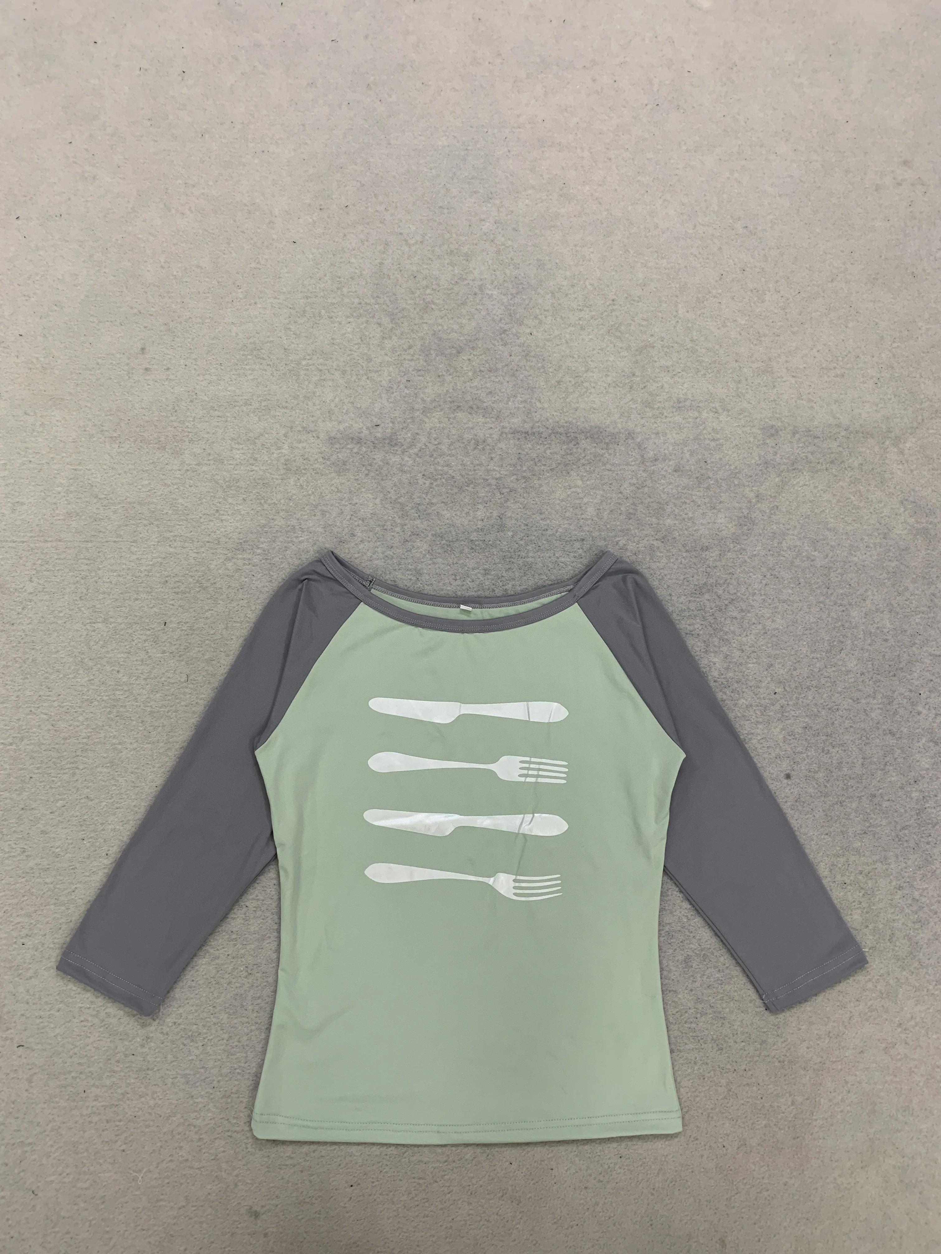 European and American cross border Women Y2K Korean Style Ins Contrast Print Simple Crew Neck Long Sleeve T Shirt
