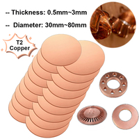 1/2pcs T2 Pure Copper Disc Plate Thickness 0.5mm 0.8mm 1mm 1.5mm 2mm 3mm Diameter 30mm 50mm 60mm 80mm Gasket Parts