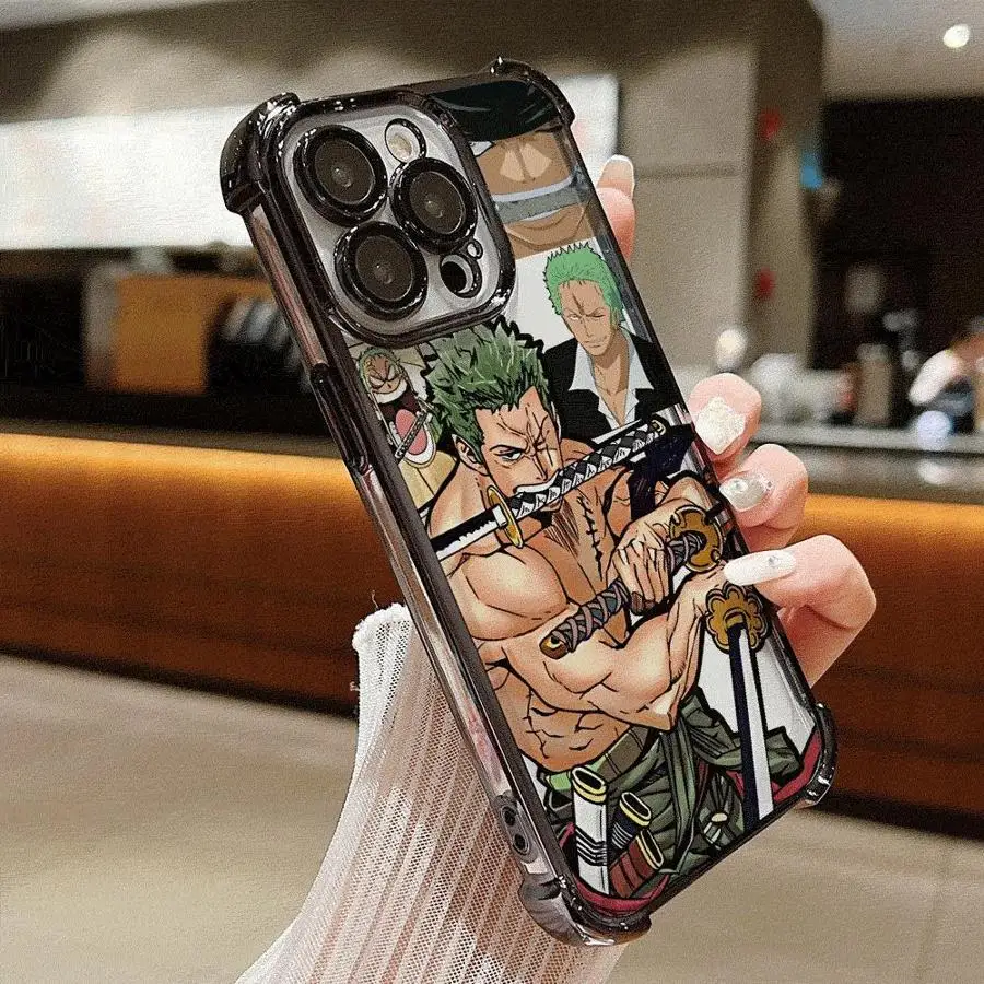 

Case for iPhone 15 Plus 16 Pro Max 12 11 13 14 17 Air Soft Phone Cover One Piece Zoro Luffy