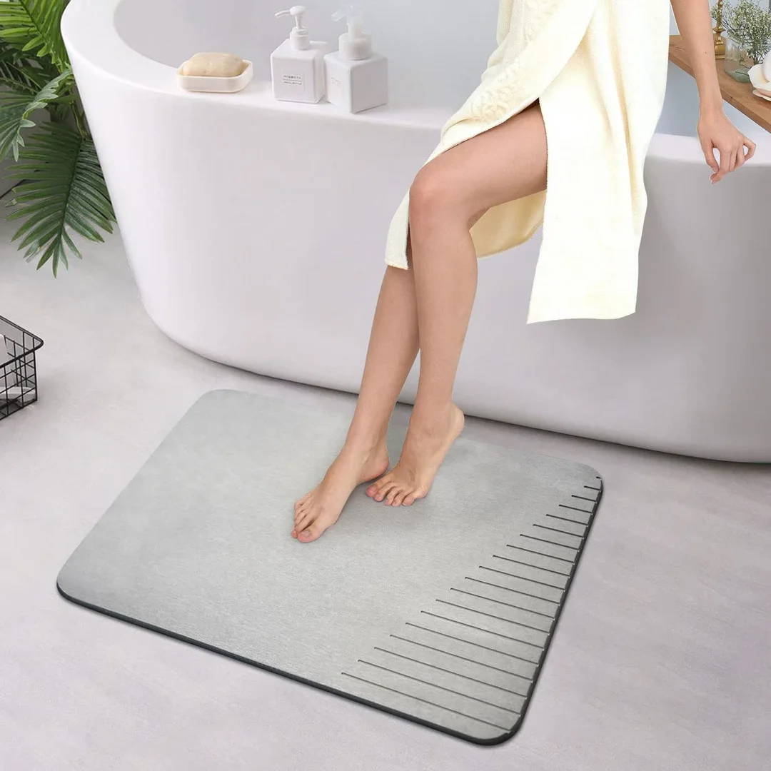 

Diatomaceous Earth Bath Mat Soft Absorbent Bathroom Rug Non-Slip Diatomite Mat Diatom Foot Mats for Bathroom Shower Easy Clean