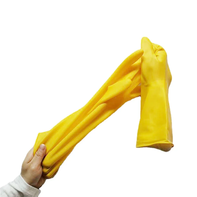 Work Gloves Tendon Rubber Gloves Household Kitchen Dishwashing Gloves Acid and Alkali Resistant Thickened Latex Cleaning Gloves