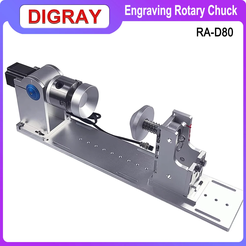 DIGRAY RA-D80A Rotary Axis 3jaw Worktable + Activity Tailstock Indexing Head for CNC Laser Marking and Engraving Machine