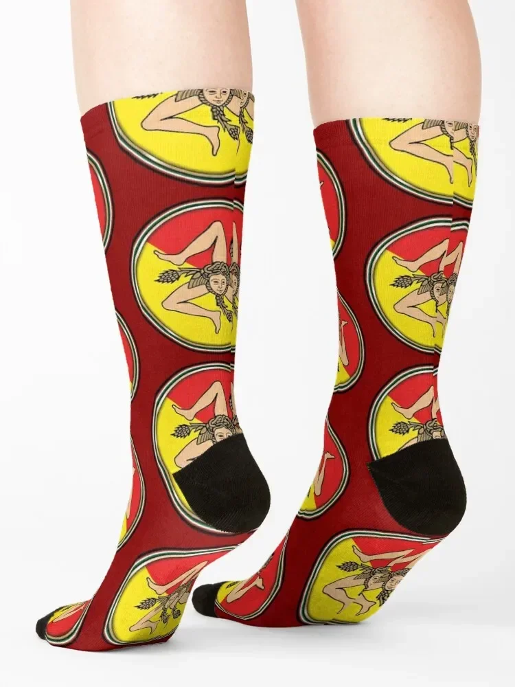 Sicilia Sicily flag coat of arms Socks basketball loose christmas gift winter Women's Socks Men's