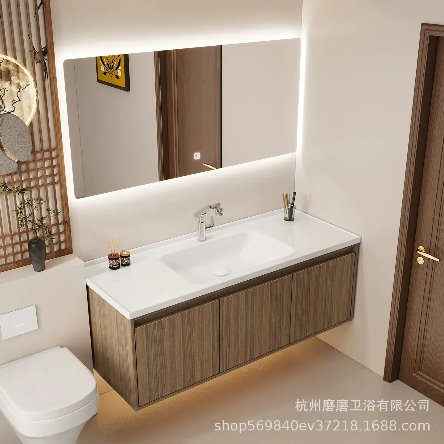 CX all-aluminum walnut honeycomb aluminum ceramic integrated basin bathroom cabinet combination toilet face cabinet