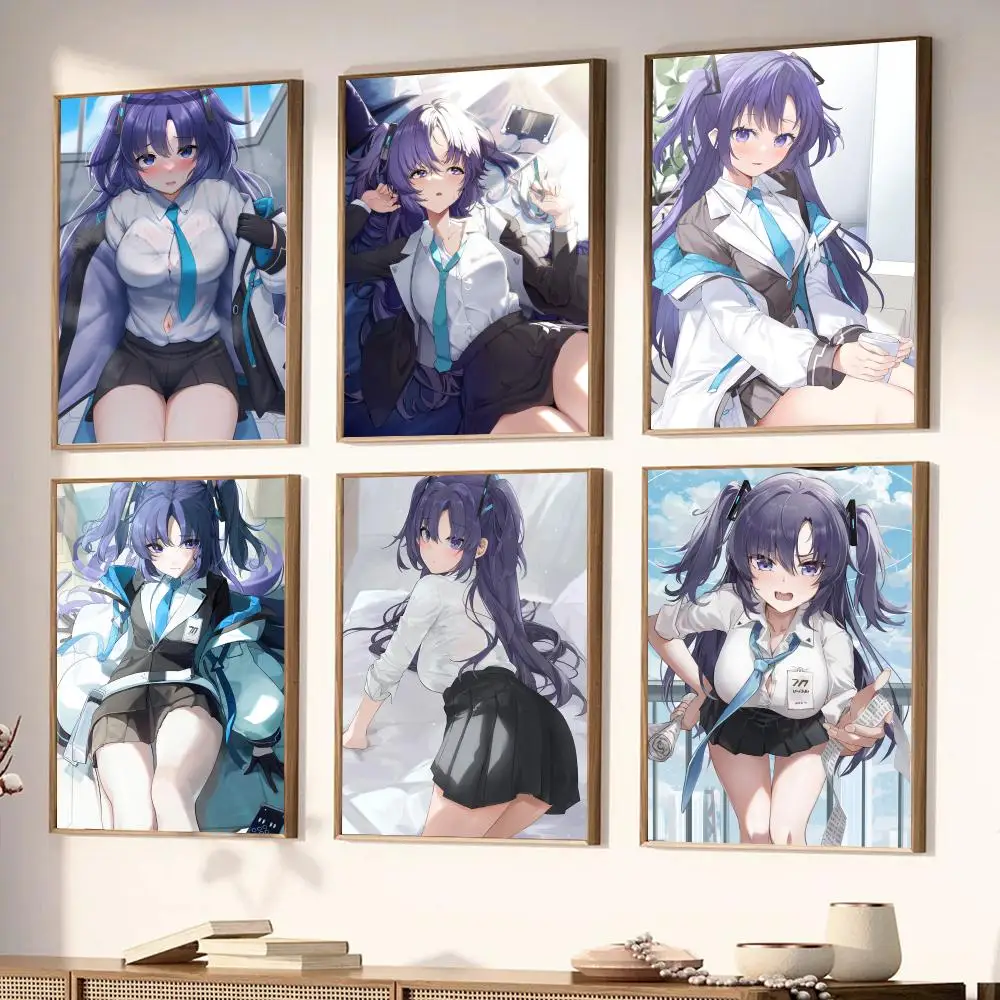 Anime Game Blue Archive Hayase Yuuka Poster Stickers Living Room Bedroom Entrance Cafe Wall Art Decoration Painting AnimeFigure