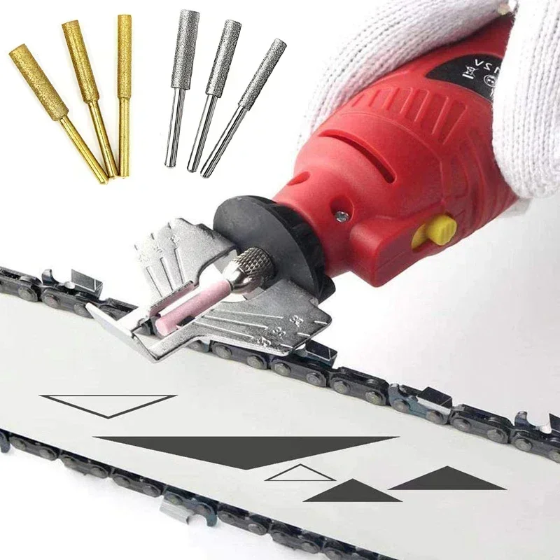 

1/6 шт. цилиндрическая заточка с алмазным покрытием, 4 мм, точилка для бензопилы, камень, пилка, цепная пила, заточка, резьба, шлифовальные инструменты, серебристый/розовый