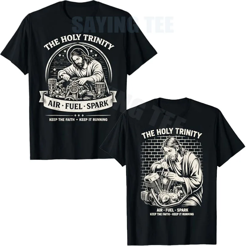 2026 New Mens Fashion Y2k Funny Mechanic Tee The Holy Trinity Air Fuel Spark Graphic T-Shirt Car Guy Mechanic Motorcycle Repair