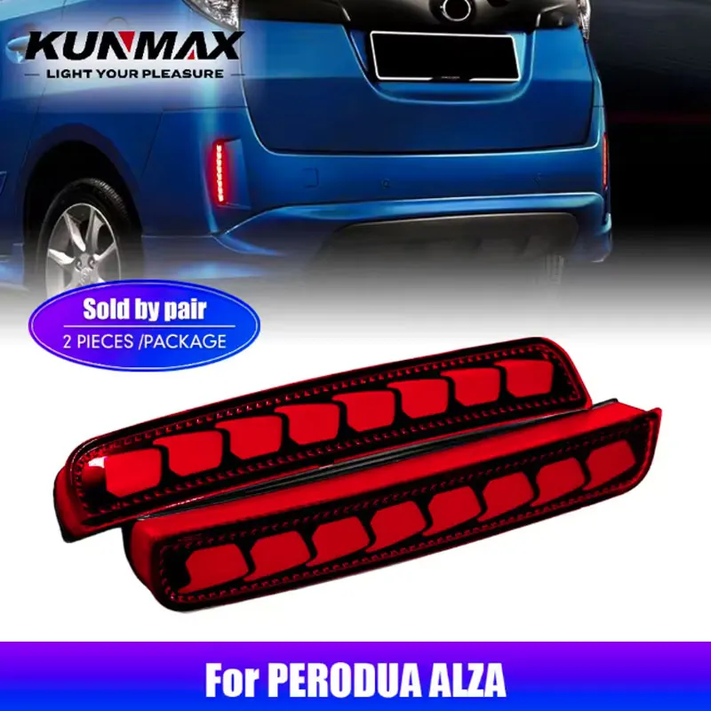 2 Luces LED Reflectoras para Parachoques Trasero de Coche Perodua Alza, Luces DRL Traseras LED Escama de Dragón, Accesorios de Luz de Freno, Rojo, Negro, Blanco